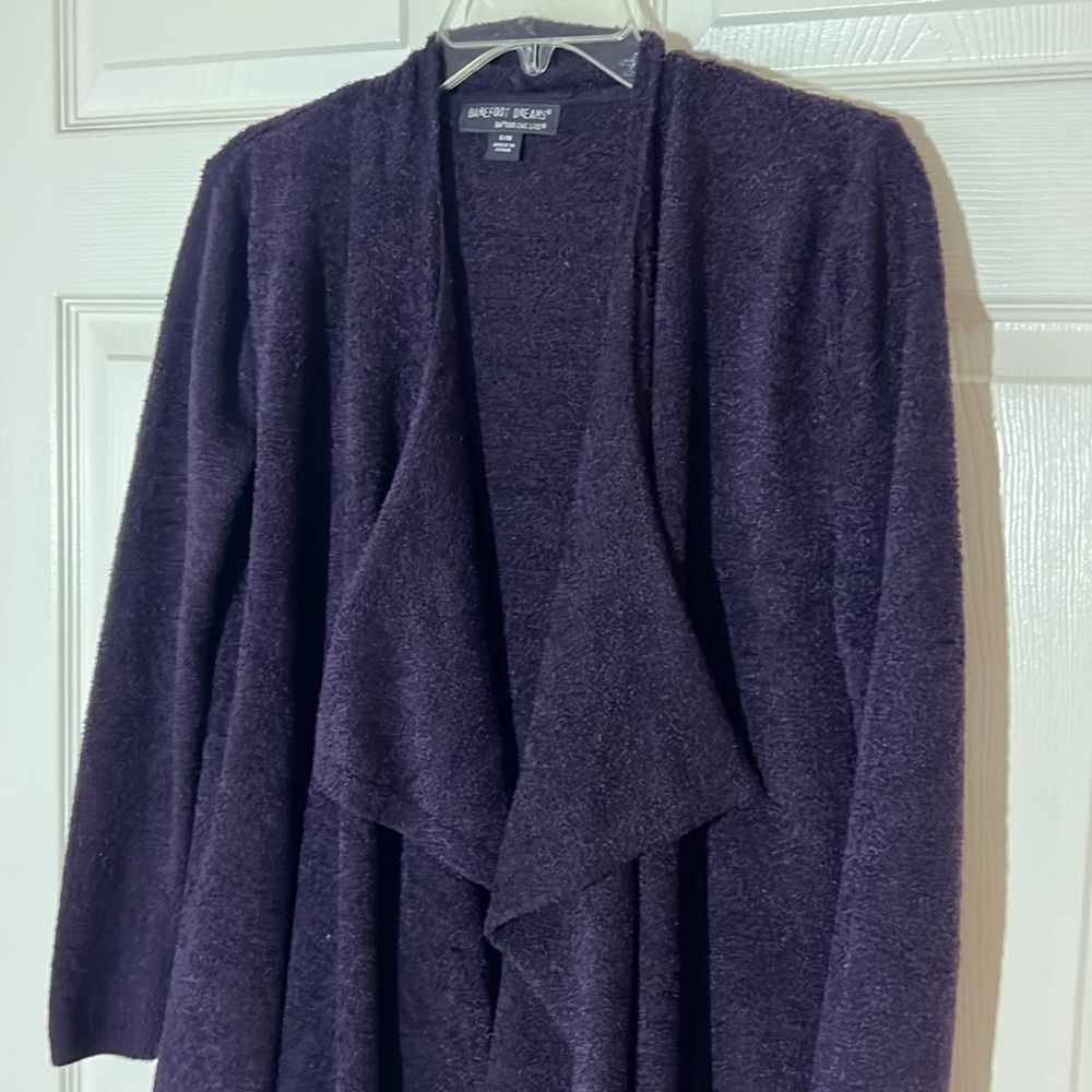 Barefoot Dreams Bamboo Chic Lite Waterfall Cardigan Eggplant Purple, Sz S/M